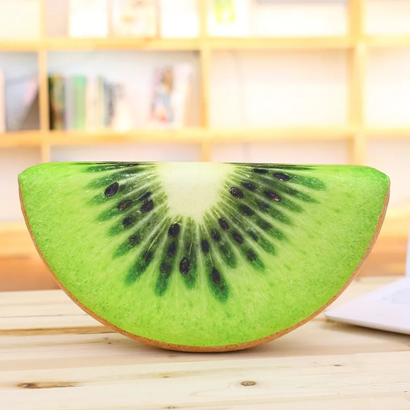kiwi(half round) Креативное Моделирование фруктов губка фаршированный арбуз, киви Подушка летняя плюшевая еда для детей - Цвет: kiwi(half round)