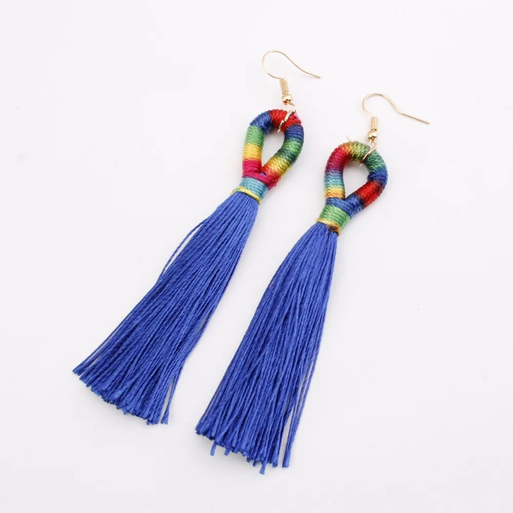 Винтаж этнические длинные серьги кисточкой Для женщин 2019 Мода чешского падение