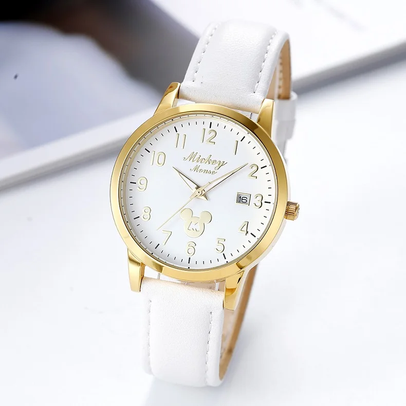 DISNEY бренд Микки Маус Модные кожаные Наручные часы женские часы Mujer Bayan Kol Saati Montre Feminino Лидер продаж