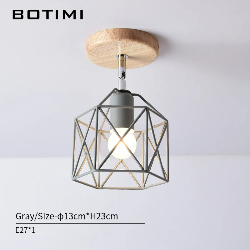 Gray BOTIMI современные светодиодные потолочные лампы с металлическим абажуром для коридора, Регулируемый потолочный светильник, дизайнерское освещение для спальни, E27 лампы - Цвет корпуса: Gray