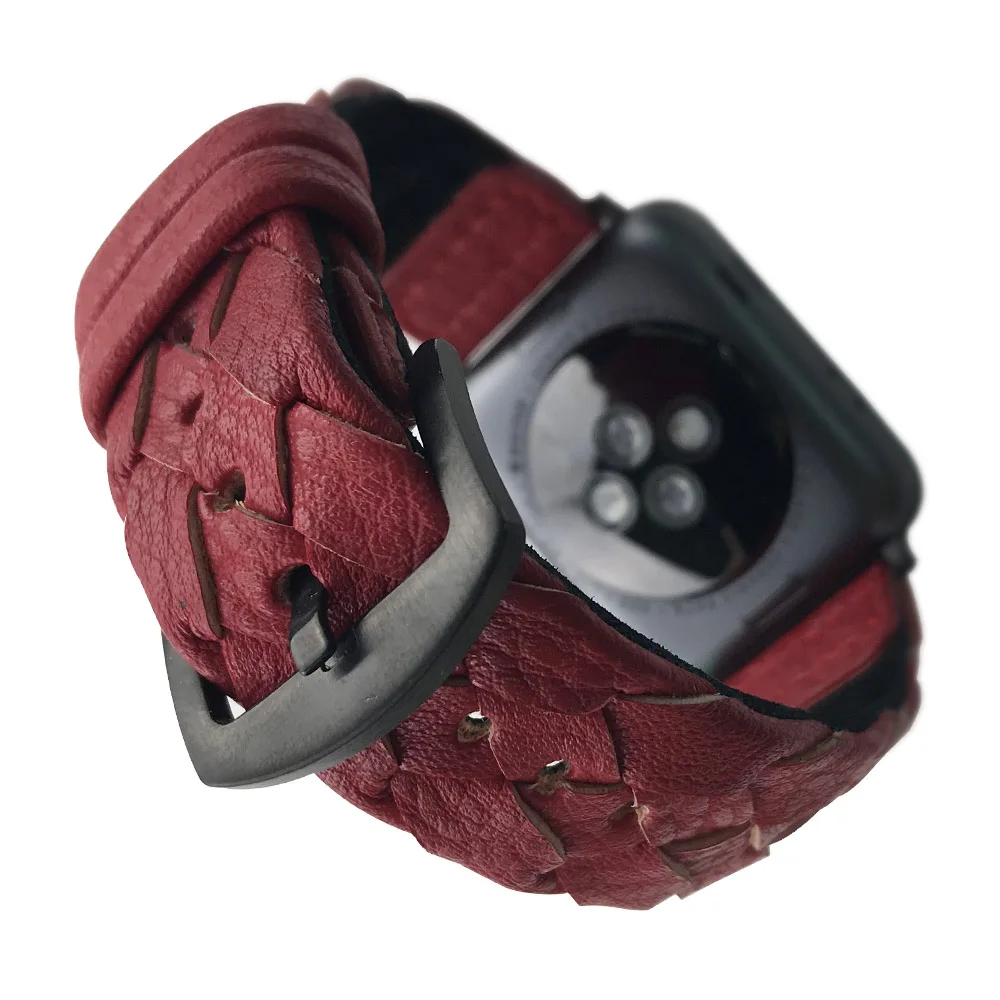 Мужской/женский Кожаный Плетеный ремешок для Apple Watch, ремешок 40 мм, 44 мм, серия 4, высококачественный браслет для Iwatch, серия 3, 2, 1, 38 мм, 42 мм