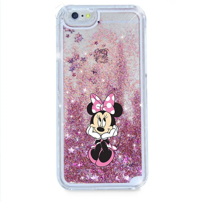 JiBan Star поток песка Чехол для iphone 7 8 Plus X случае Микки и Минни Маус пух Русалка