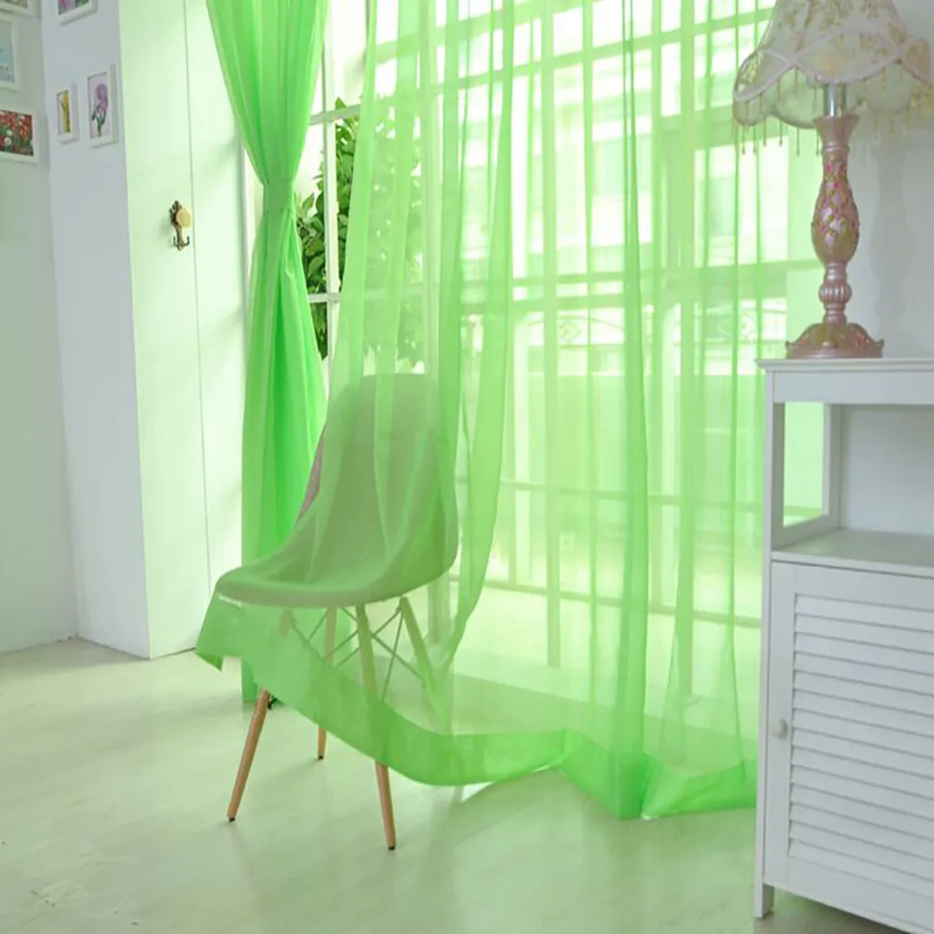 Curtain Pure Color Tulle Door Window Drape Panel Sheer Scarf Valances Modern bedroom Living Room Curtains Cortinas D1 | Дом и сад