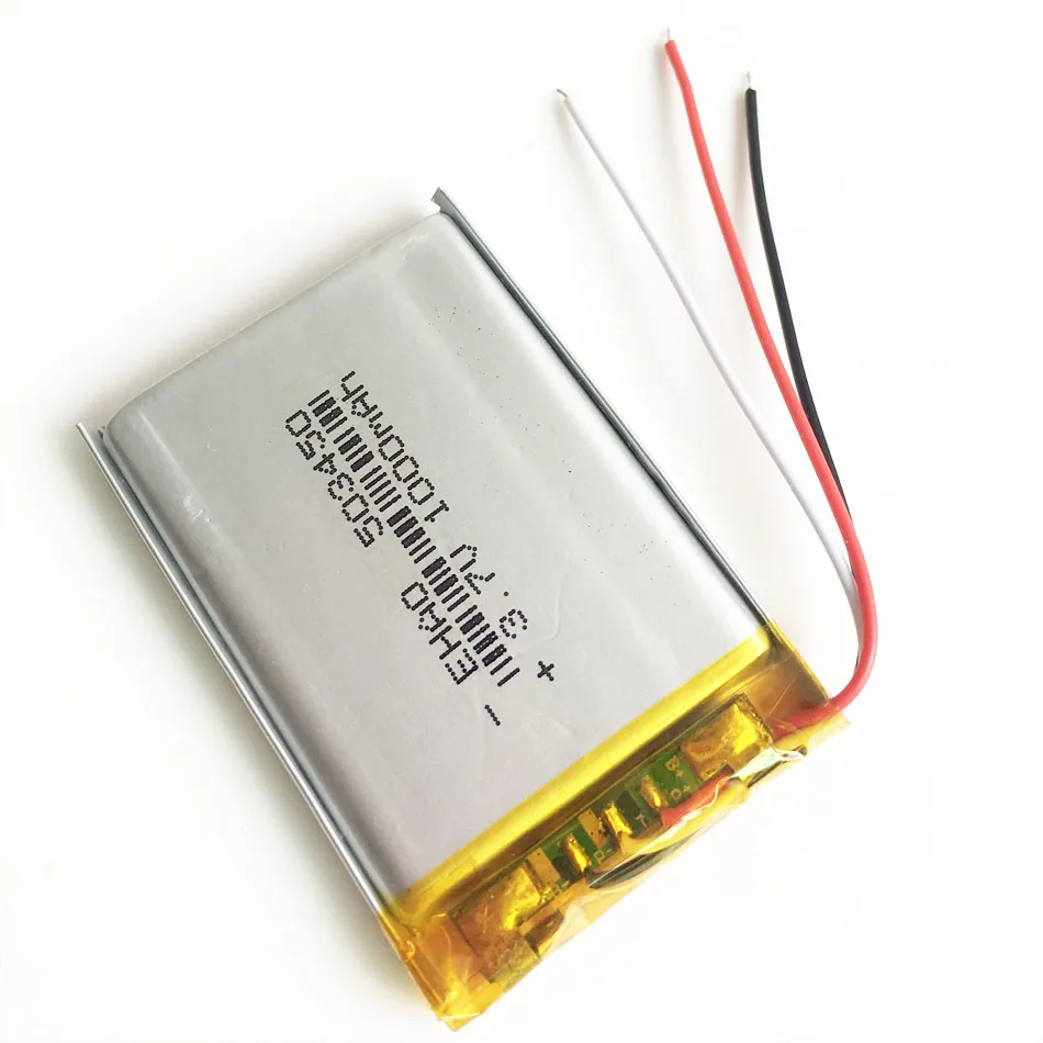 3,7 V 1000mAh 503450 литий-полимерная LiPo аккумуляторная батарея с 3 Проводами для Mp3 DVD PAD камера рекордер динамик psp 5*34*50
