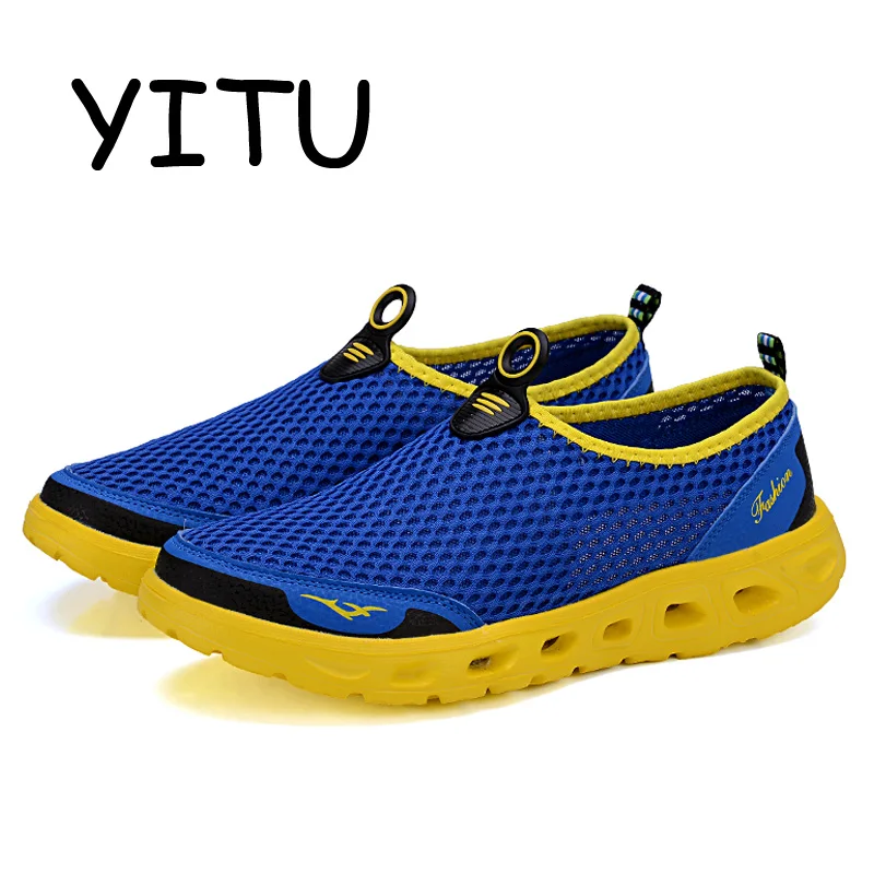 YITU сетка пляжная обувь без шнуровки Легкая летняя Уличная обувь для водных видов спорта Aqua кроссовки спортивные плавательные тапочки для бассейна рыбалка