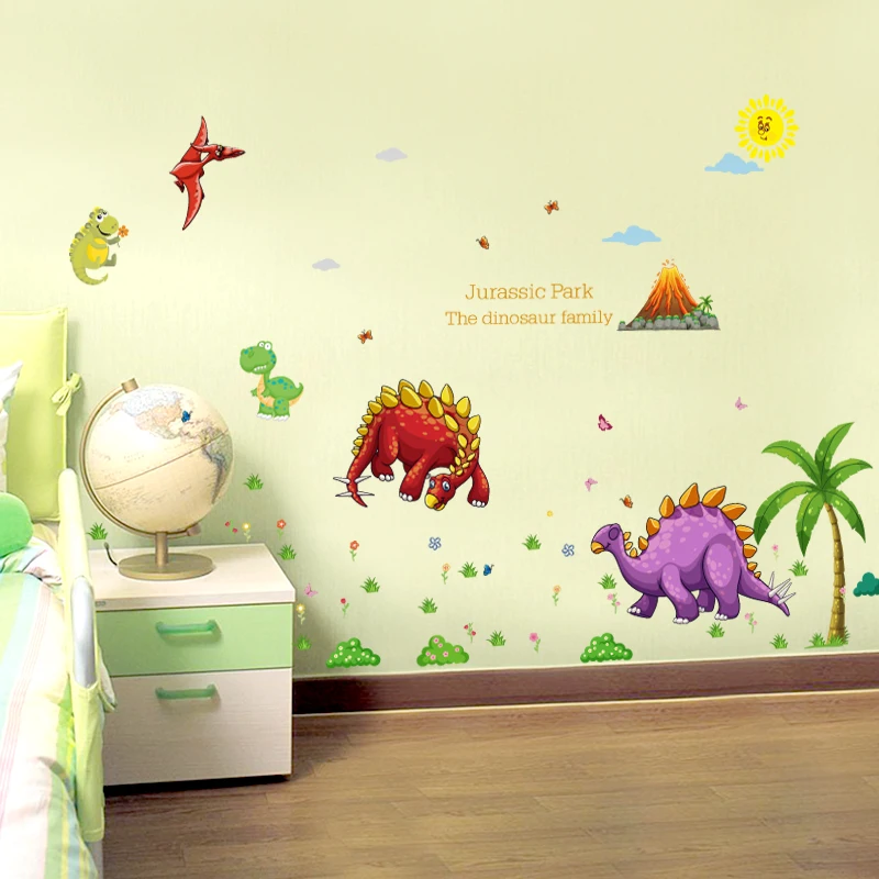 Мультяшный динозавр детская спальня детский сад ванная комната съемная плитка
