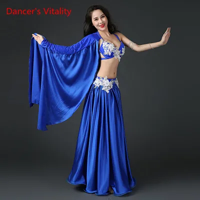 Синий Женщины Профессиональный Костюм Танец Живота Роскошные Костюмы Bellydance Выступление Алмазов Украшения Бюстгальтеры и Набор Юбки - Цвет: Синий