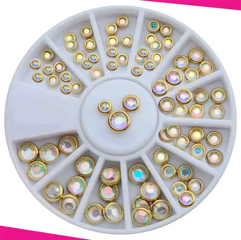 

ZOD-133 3D 1 Wheel Types Crystals Flatback Pearl / AB Rhinestone Decoration in wheel Shiny Nail Decoration Lovely Outlooking