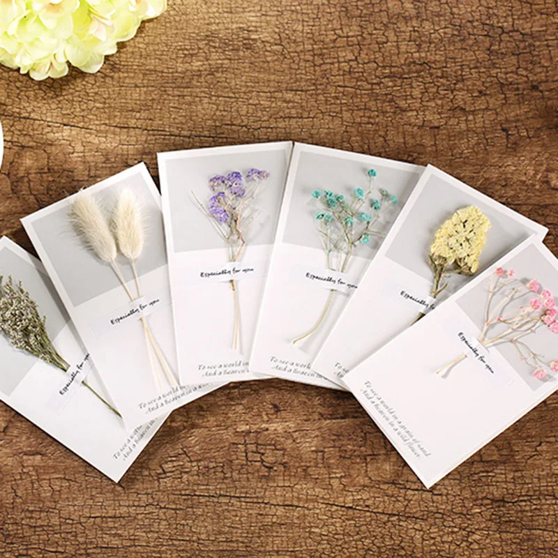 1 комплект Натуральные сушеные цветы складная пустая карта Gypsophila спасибо