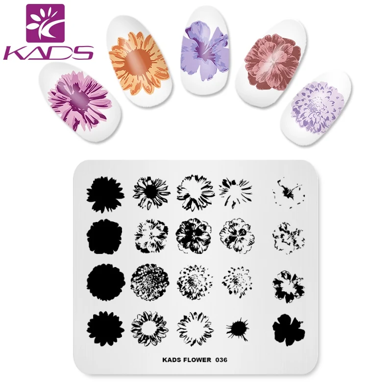 Шаблоны KADS Flower 036 Overprint Bloom сделай сам инструменты для маникюра трафарет ногтей