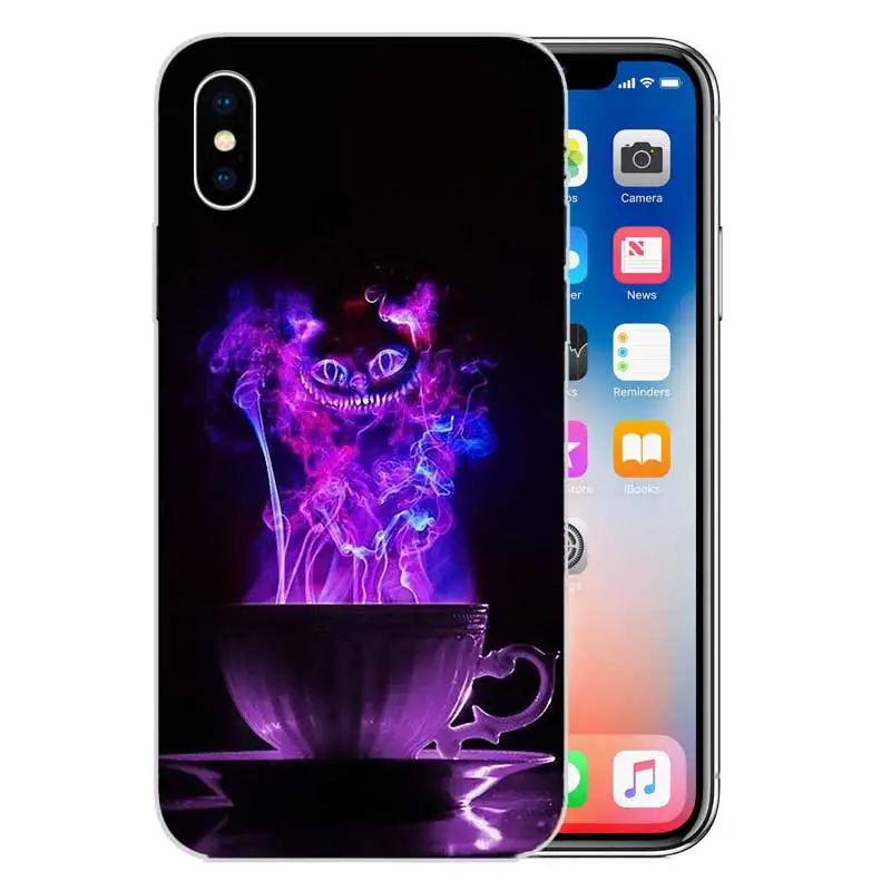 Alice in Wonderland Cat Fundas Silicone Phone Back Case For Apple iPhone 6 6S 7 8 Plus X 10 XS MAX XR 5 5S SE Heart Cover |