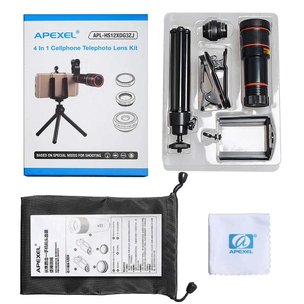 Оптическая линза APEXEL Universal12X телескопический зум Широкоугольный макро объектив