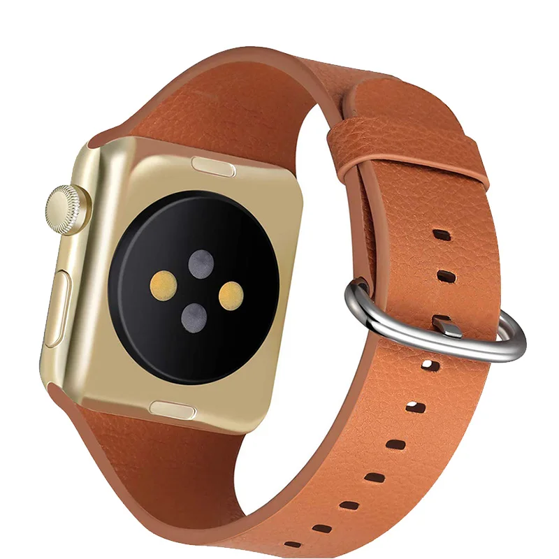 Brown Ремешок из натуральной кожи для Apple Watch Band 4 5 44 мм 40 мм 42 мм 38 мм браслет для iwatch series 3 2 1 Аксессуары для часов - Цвет ремешка: Brown