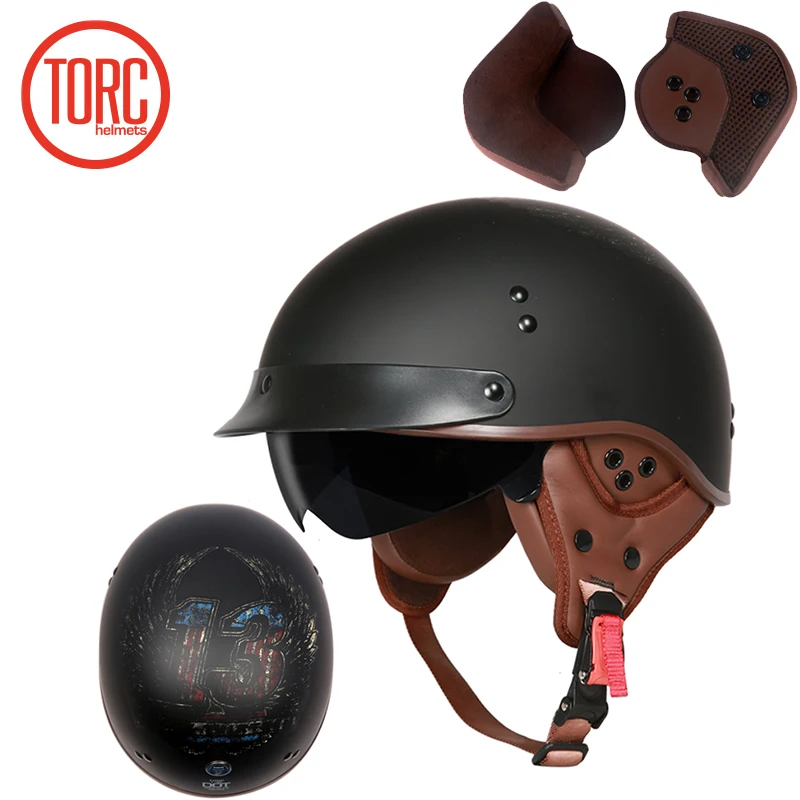 Мотоциклетный шлем TORC T55 винтажный полушлем с внутренним козырьком | Автомобили и