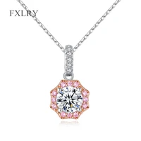 fxlry romantic silver color micro pave zircon flower shaped pendants necklaces for women dancing party gift jewelry