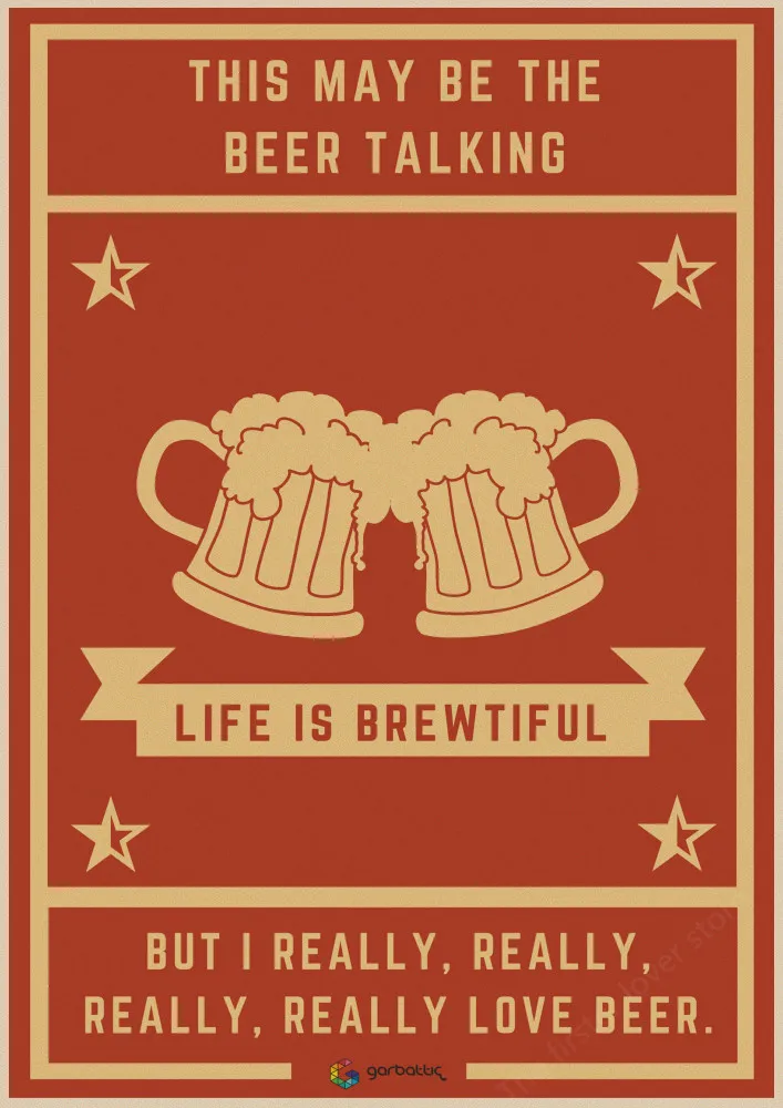 Винтаж забавное пиво Ретро плакат крафт-бумага Бар Кафе домашний декор настенная