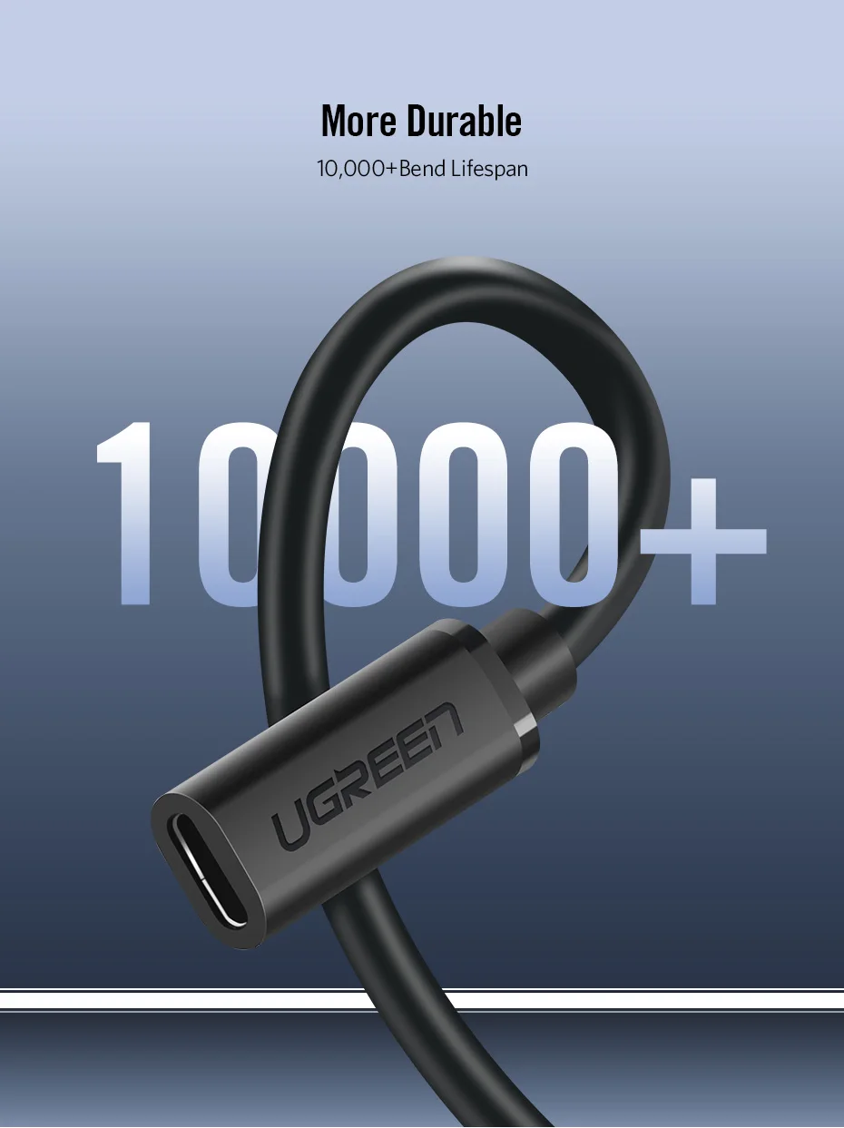 Ugreen USB C Удлинительный кабель type C Удлинительный шнур USB-C Thunderbolt 3 для MacBook Pro Zend Switch USB 3,1 USB Удлинительный кабель