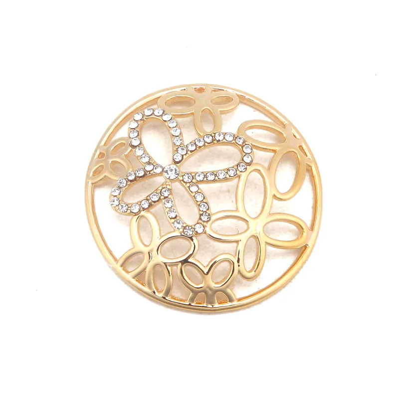 Somsoar Jewelry Hot Sale 3D Gold Coin Disc with crystal fit thin coin holder frame pendant 1pcs sale | Украшения и аксессуары