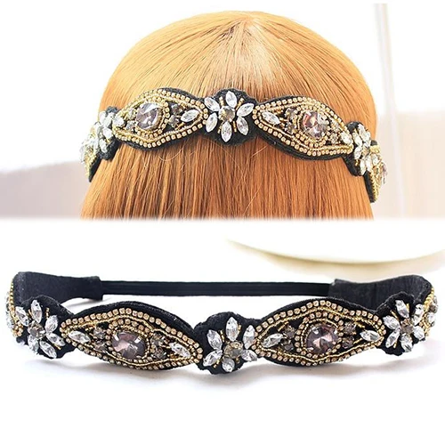 Женские Стразы бисер эластичная повязка на голову свадебные аксессуары для