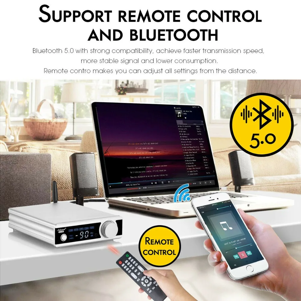 Nobsound Hi-Fi стерео Bluetooth 5,0 TDA7498E Мощность усилитель с NFC активный сабвуферный наушник Amp USB/OPT/коаксиальный ЦАП Декодер