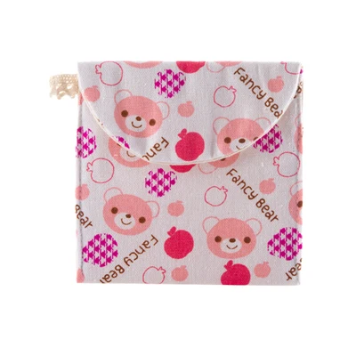 Pink Bear Сумка для гигиенических салфеток, Хлопковая сумка для хранения гигиенических полотенец, дорожные сумки для женщин, держатель для полотенец, косметичка, органайзер для девушек - Цвет: Pink Bear