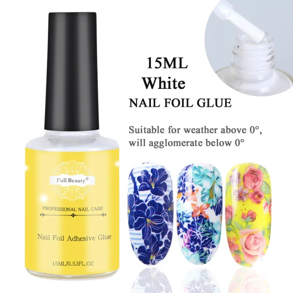 15ml Nail Foil Glue Фольга для ногтей клеевой гель набор цветок Звездная Holo бумага DIY переводная Фольга для ногтей черная Прозрачная основа под лак гель маникюр CH798-1 - Цвет: 15ml Nail Foil Glue