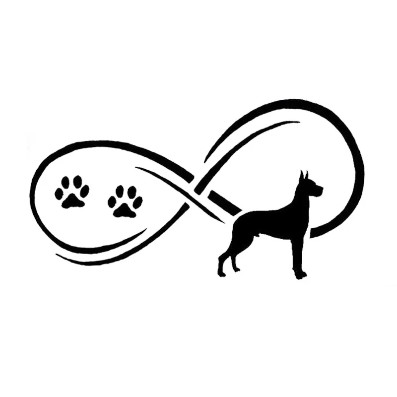 

17,8*9,5 см большой немецкий дог наклейки Классические животные лапы печать автомобиля декоративные наклейки Черный/Серебряный C6-1135