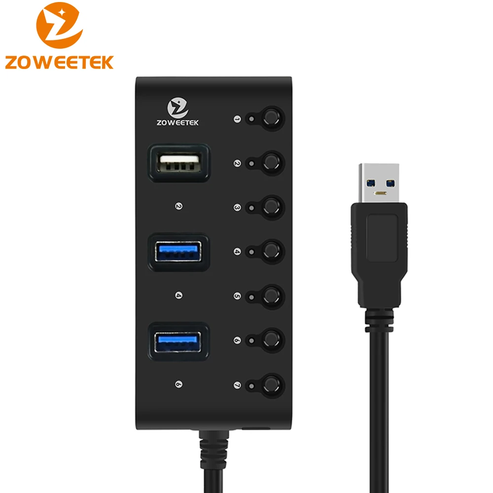 Zoweetek NH02 External USB Hub High Speed 4 3.0 + 3 2.0 Ports Potable OTG Splitter with Switch for Mac OS Windows PC | Компьютеры и