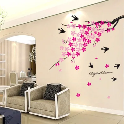 Романтические настенные наклейки в виде персикового дерева розовый цветок
