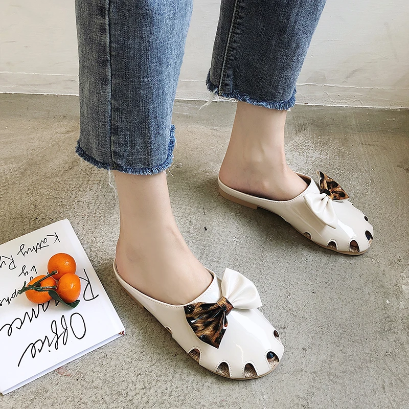 SAILING LU Silver Flat Slippers Women Mules Fashion Summer Shoes Woman Bow-knot Slides Slip On Ladies Casual Footwear XWT1863 | Обувь