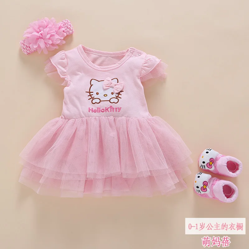 Розовое платье для маленьких девочек в стиле hello kitty мягкие хлопковые носки из