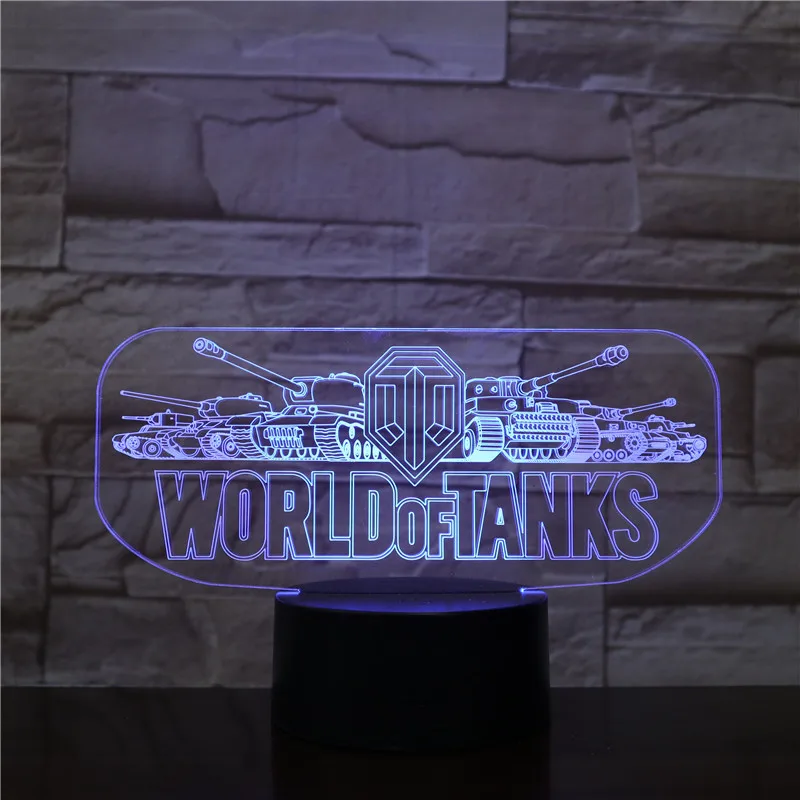 World Tank Car 3D ночник Иллюзия мультфильм 3d лампа светодиодный 7 цветов Изменение USB настольная лампа с сенсорным управлением для детей день рождения Рождественский подарок