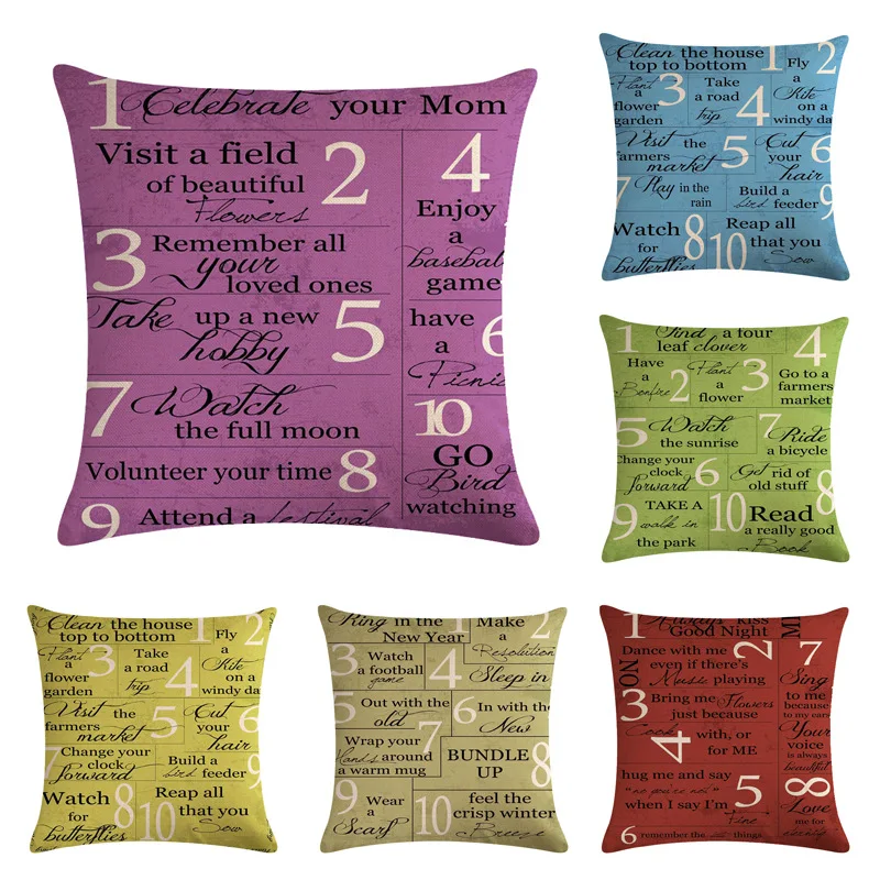 

Number Cushion Cover Letter Words for Sofa Home Decorative Throw Pillow Case Cotton Linen Couple Pillowcase Capa Almofada