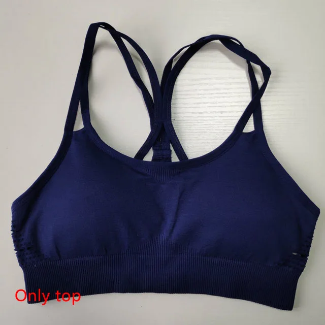 Blue-Bra Спортивная одежда для женщин, спортивный костюм, спортивный бюстгальтер+ леггинсы, комплект из 2 предметов, женская одежда для спортзала, фитнеса, йоги, комплект, спортивный костюм, одежда для активного отдыха - Цвет: Blue-Bra