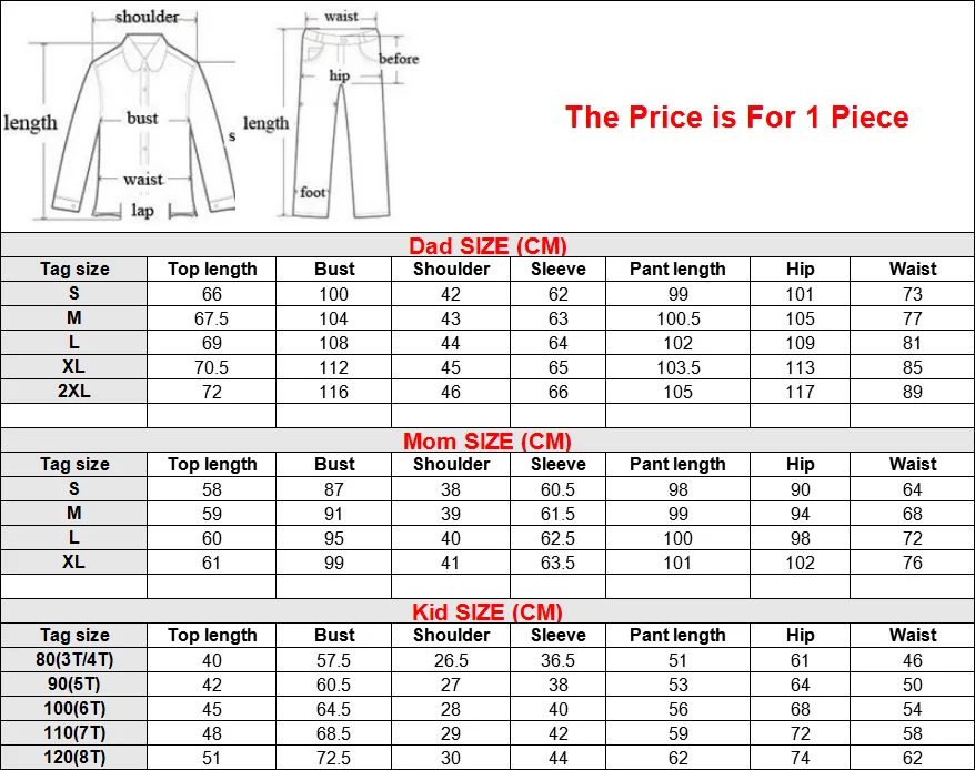 Одинаковые комплекты одежды для всей семьи пижама на Новый год и Рождество 2021