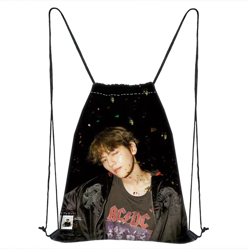 Сумка на шнурке EXO BaekHyun заказ атласная мягкая сумка портативный рюкзак с принтом