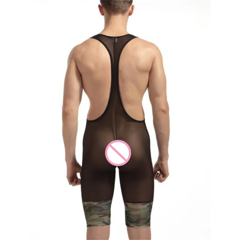 New Men's Underwear Camouflage Net Yarn Patchwork Bodysuits Bodywear Singlet | Тематическая одежда и униформа