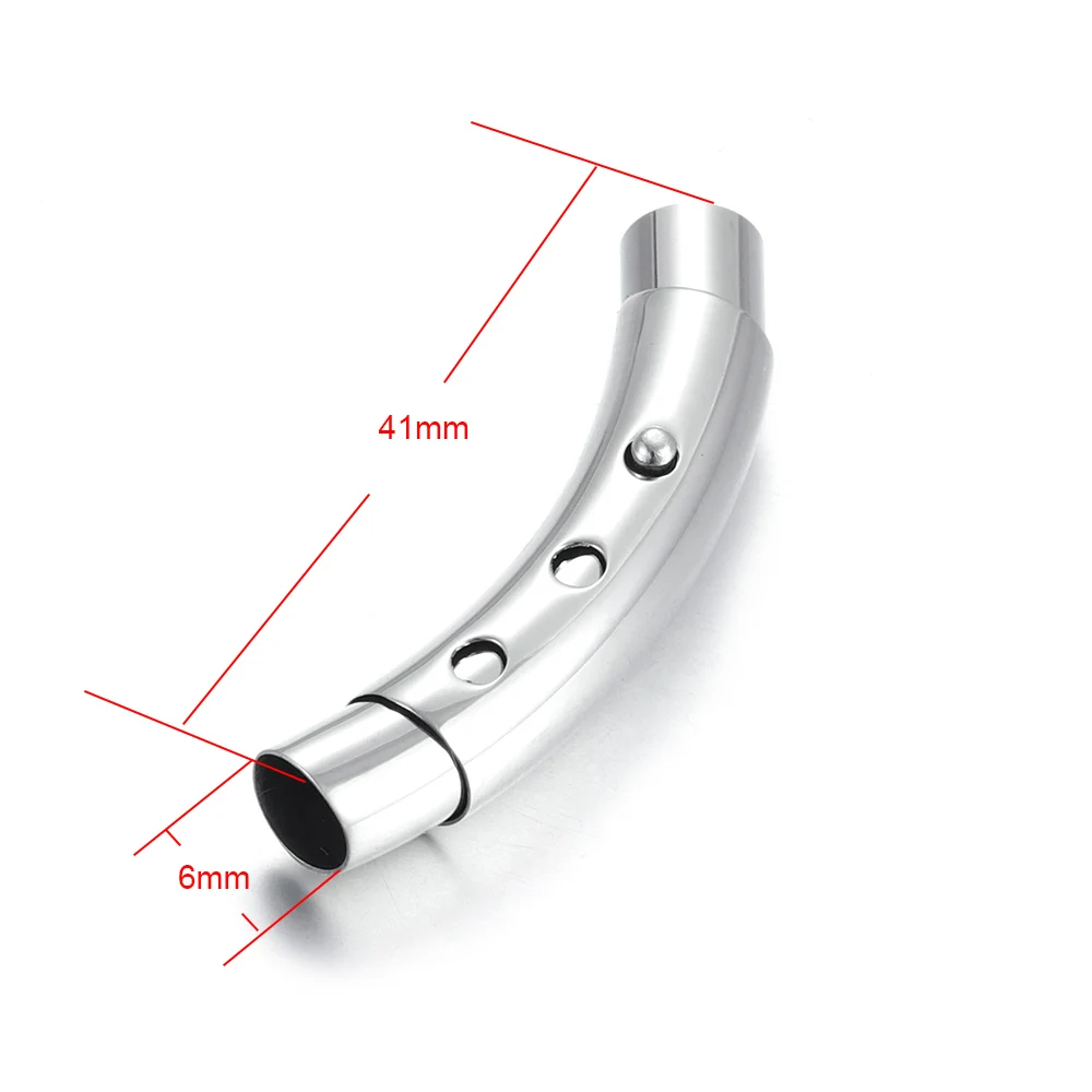Hole 6mm Length 41mm Нержавеющая сталь регулируемые штыковые застежки 3 мм 6 мм изогнутые трубки бар DIY кожаный шнур застежка браслет пряжка ювелирных изделий поставки - Цвет: Hole 6mm Length 41mm
