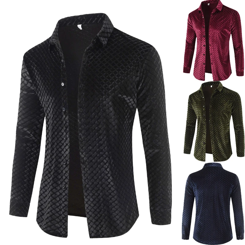 Зимние рубашки мужские бархатные Camisa Social Masculina приталенные с длинным рукавом 2018