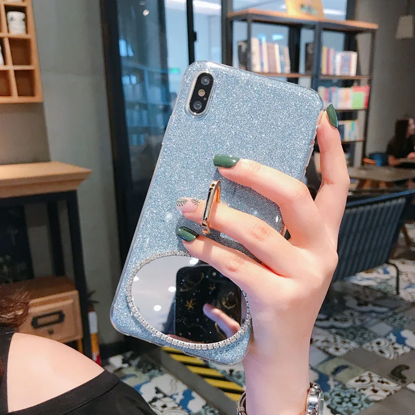 GR5 чехол для телефона для huawei Honor 7A Pro 7C 7X фотоаппаратов моментальной печати 7S 7 6A 6X 6C 5A 5X 5C играть 4A 4C палец кольцо Блеск Зеркало держатель Чехол Крышка - Цвет: BZJ lan