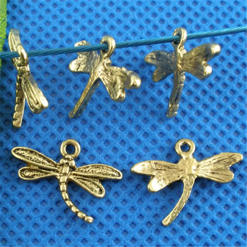 DoreenBeads 50 шт золотистые тона Подвески с кулоном стрекозы 15*17 мм фурнитура (B01595)