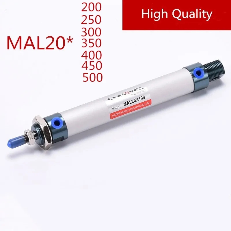 Миницилиндр MAL20 * 200/* 250/* 300/* 350/* 400/* 450/* 500 из алюминиевого сплава, маленький цилиндр ma20, пневматический цилиндр MAL20