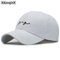 xdanqinx snapback caps for men women cotton embroidery letter baseball cap adjustable size fashion couple hat unisex tongue cap