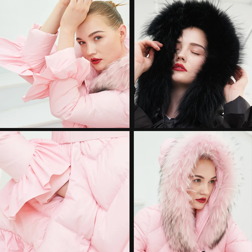 Women's Jacket 2020 Winter Fashion Ruffled Hooded Irregular Design Personality Spire Thickening Plus Size Ladies Down Jacket