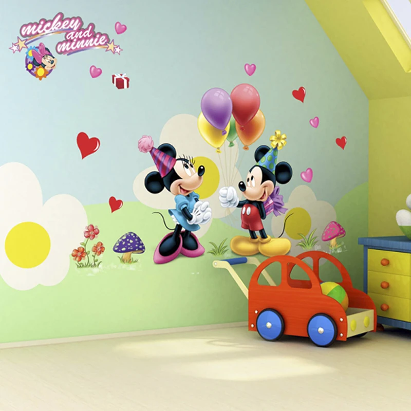 Мультфильм DIY Микки Минни Маус воздушный шар стикер стены окна обои для детской