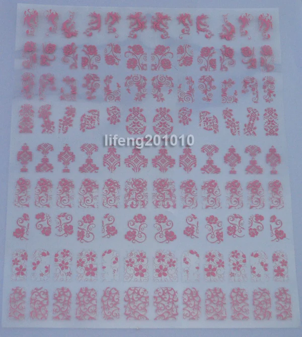 108 шт. высокое качество 3D черные цветы наклейки для дизайна ногтей инструменты