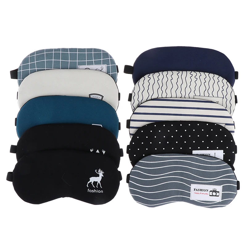 Fashion Striped Cotton Eye Cover Travel Relaxing Sleeping Aid Blindfold Cartoon Sleeping Mask Eyepatch Soft Eye Sleep Mask