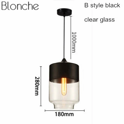 B Style black clear Подвесной светильник из скандинавского стекла s Led Лофт подвесной светильник Современный E27 промышленный Декор Светильник для кухни спальни Домашний Светильник - Цвет корпуса: B Style black clear