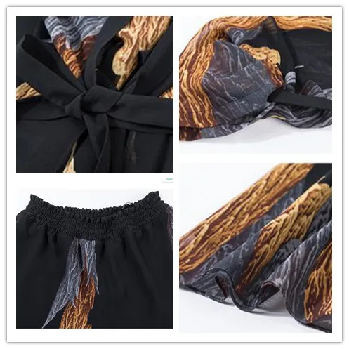 Chiffon Print 3 Piece Set Women Summer Suit Year-old Female Costume Office Lady Ensemble Femme Deux Pieces Conjunto Feminino |