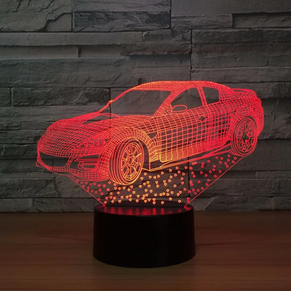 3D лампа супер быстрый дизайн автомобиля 7 цветов светодиодные ночники для детей